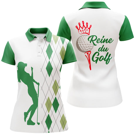 Polo Reine du Golf, Vêtement de Sport Femme, Cadeau Humour Golfeuse, Polo d'Été à Séchage Rapide - CTS13052216 - Vert