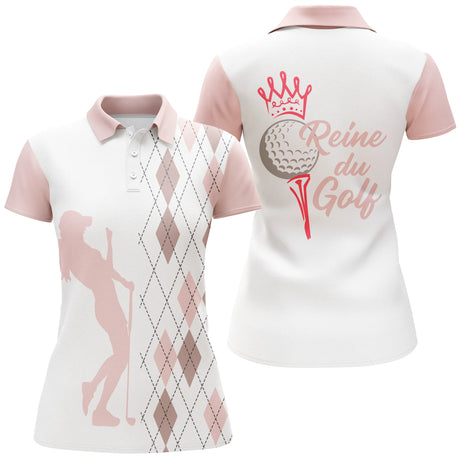 Polo Reine du Golf, Vêtement de Sport Femme, Cadeau Humour Golfeuse, Polo d'Été à Séchage Rapide - CTS13052216 - Rose