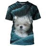 Damen T-Shirt T-Shirt Blau 3D-Druck Süßer Hund Tägliches Wochenende Grundlegend Rundhalsausschnitt Normal Standard 3D-Hundemalerei - CT16012314