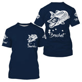 T-shirt personalizzata per la pesca al luccio, regalo ideale per pescatori, abbigliamento anti-UV blu navy - CT21072216