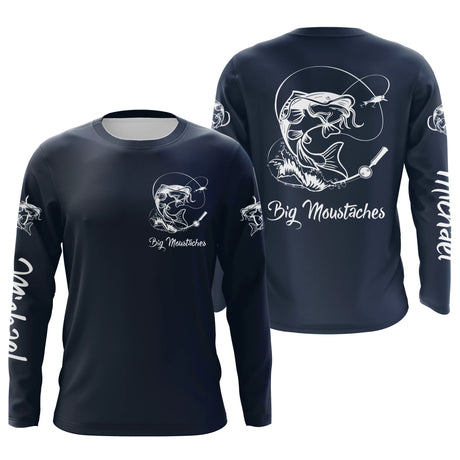 Personalisiertes Catfish Fishing T-Shirt, ideales Fischergeschenk, Anti-UV-Kleidung Marineblau - CT21072219