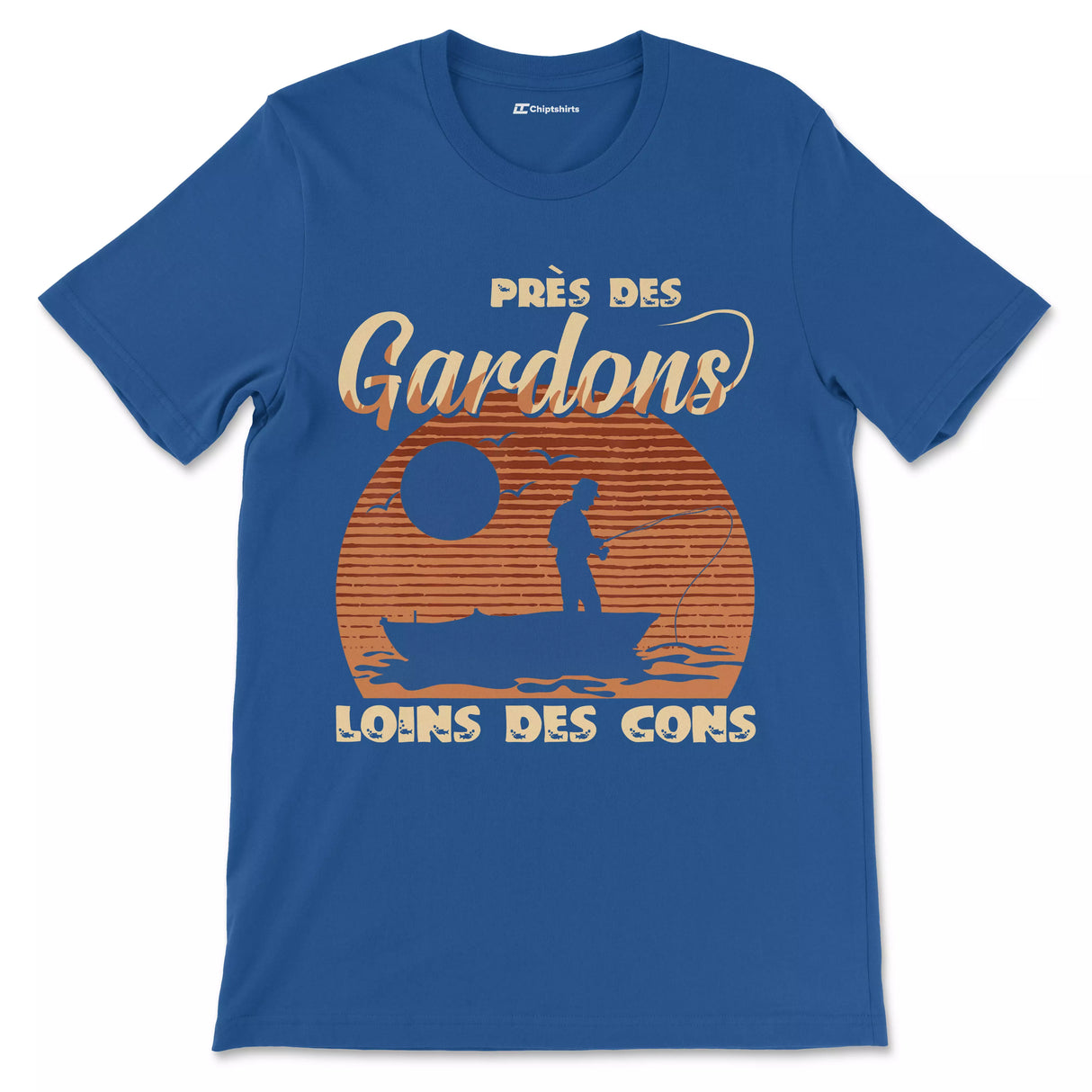 Cadeau Humour Pêcheur Homme, Pêche du Gardon, T-shirt Pêcheur Drôle, Près des Gardons Loins des Cons