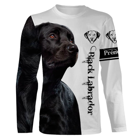 Labrador Noir 3D All Over Imprimée, Cadeau Personnalisé Le Retriever Du Labrador - T-shirt Manches Longues Personnalisé Homme Femme