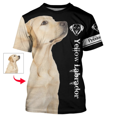Labrador Jaune Clair 3D All Over Imprimée, Cadeau Personnalisé Le Retriever Du Labrador - T-shirt Personnalisé Homme Femme