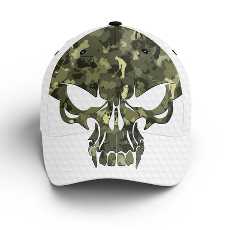 Chiptshirts - Performance Golf Cap, Golf Skull Designs, Forest and Blue Camouflage, Ideal Gift for Golf Fans - CTS30052233